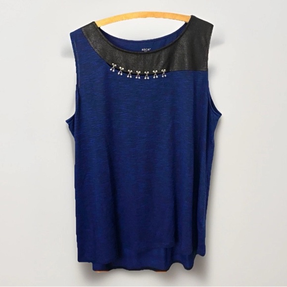 MBLM by Tess Holliday Plus Size Designer Women’s Shirt Blue Metallic Details - Picture 1 of 9